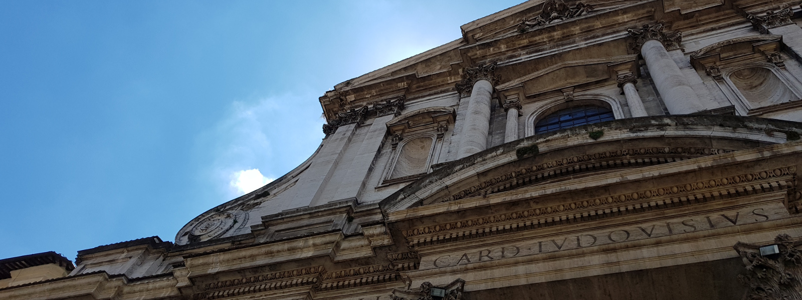 Detail of the facade of the church of Saint Ignatius in the Campo Marzio district in Rome